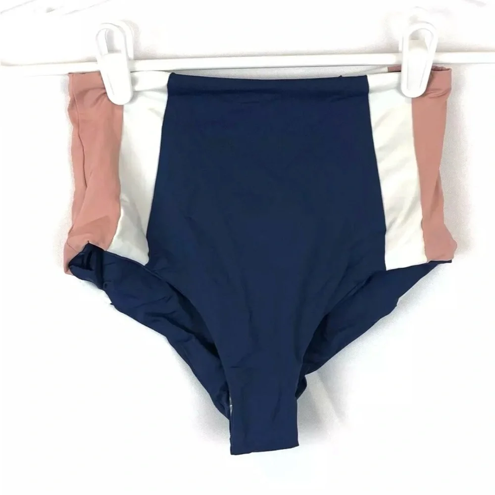 LSpace Women’s Blue Color Block Portia Swimsuit Bottoms, Size Small - Picture 1 of 2
